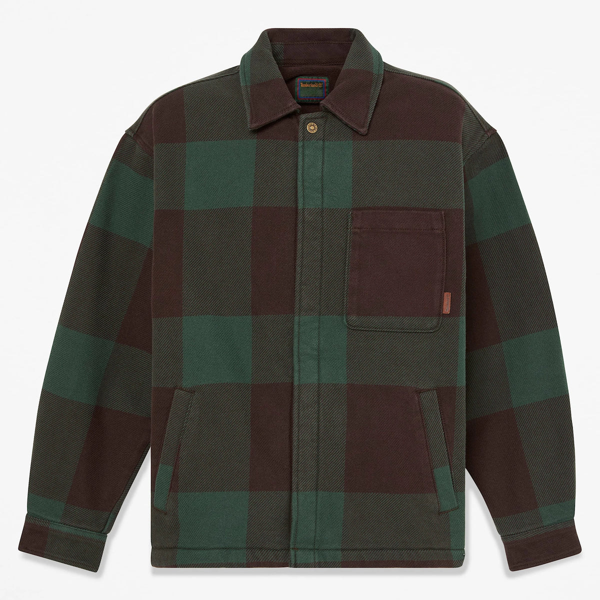 Timberland Fleece-Lined Checkered Overshirt for Men in Dark Brown