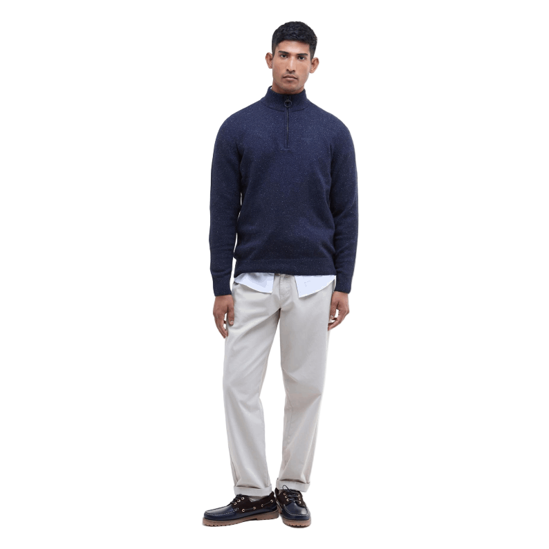 Barbour Essential Tisbury Half-Zip Jumper in Navy - Full
