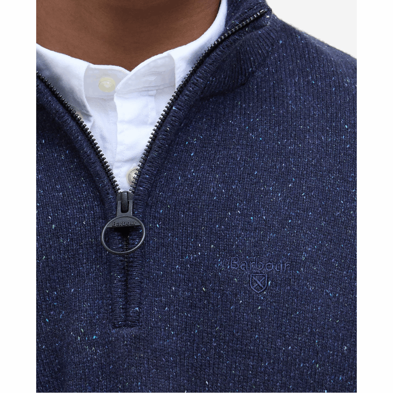 Barbour Essential Tisbury Half-Zip Jumper in Navy - Logo