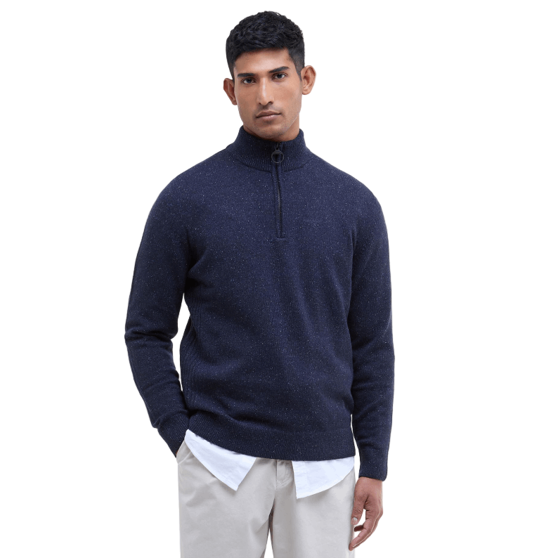 Barbour Essential Tisbury Half-Zip Jumper in Navy - Front