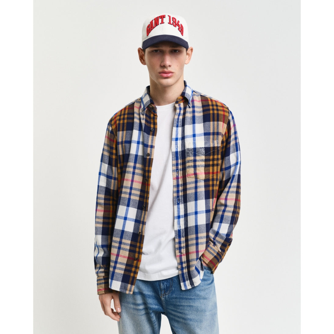 GANT Checked Twill Shirt Regular Fit Cumin Beige 3240220 – Jepsons