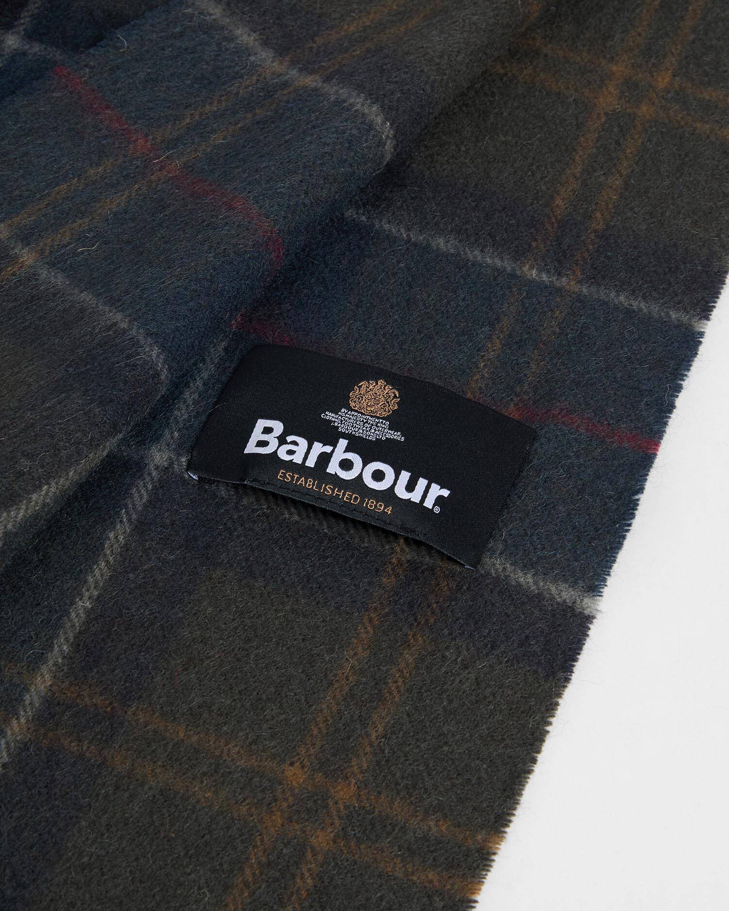 Barbour Braden Tartan 100% Lambswool Scarf in Shadow Classic Tartan