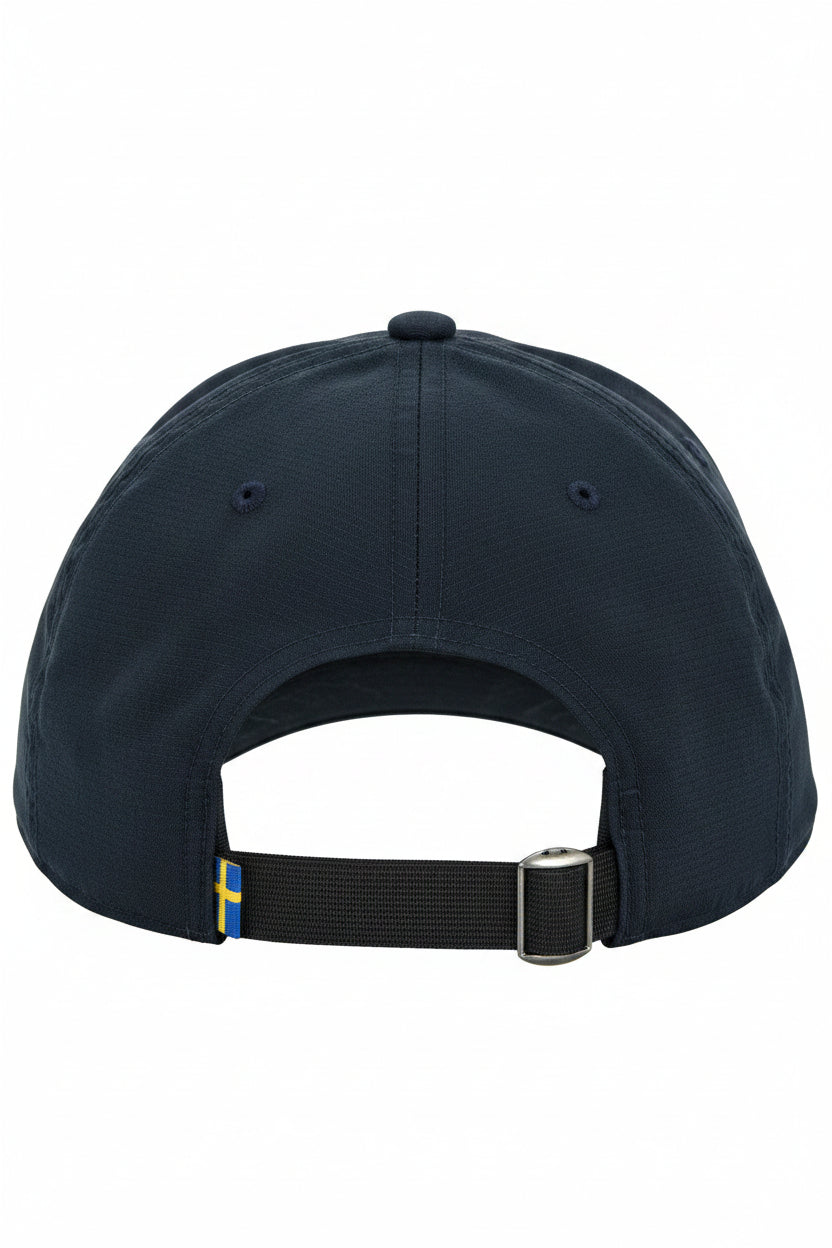 Navy blue baseball cap on a white background