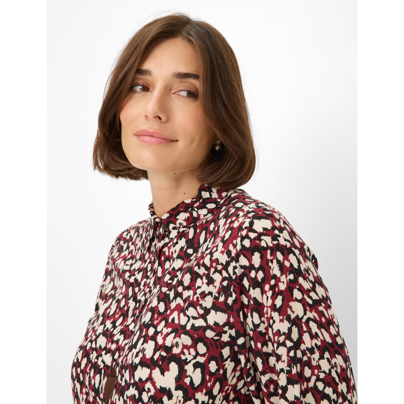 Brax Vic Flared Shirt Blouse in Mulberry