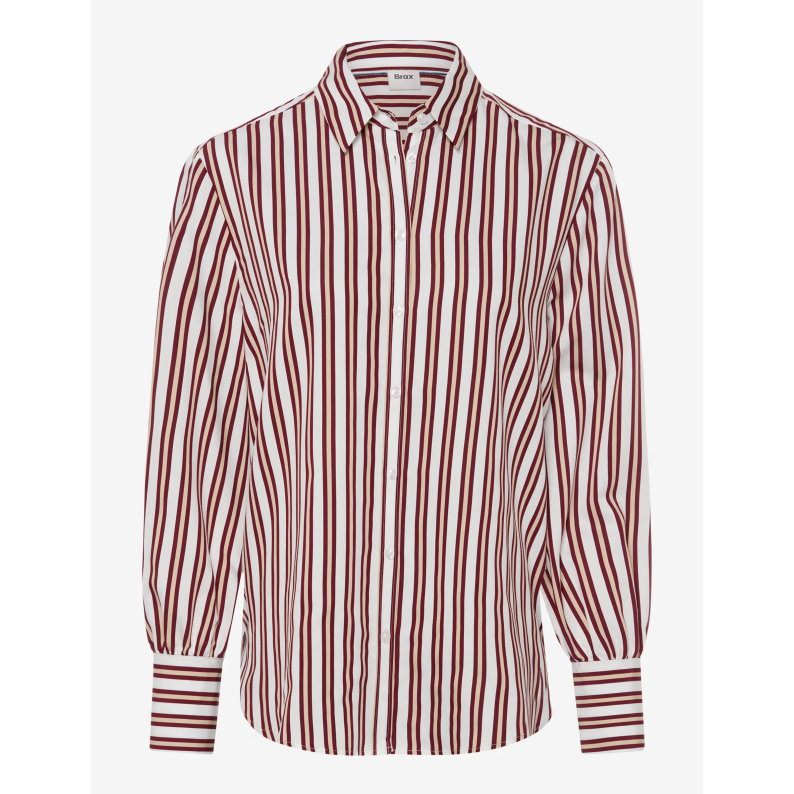Brax Vic Striped Shirt Blouse in Mulberry