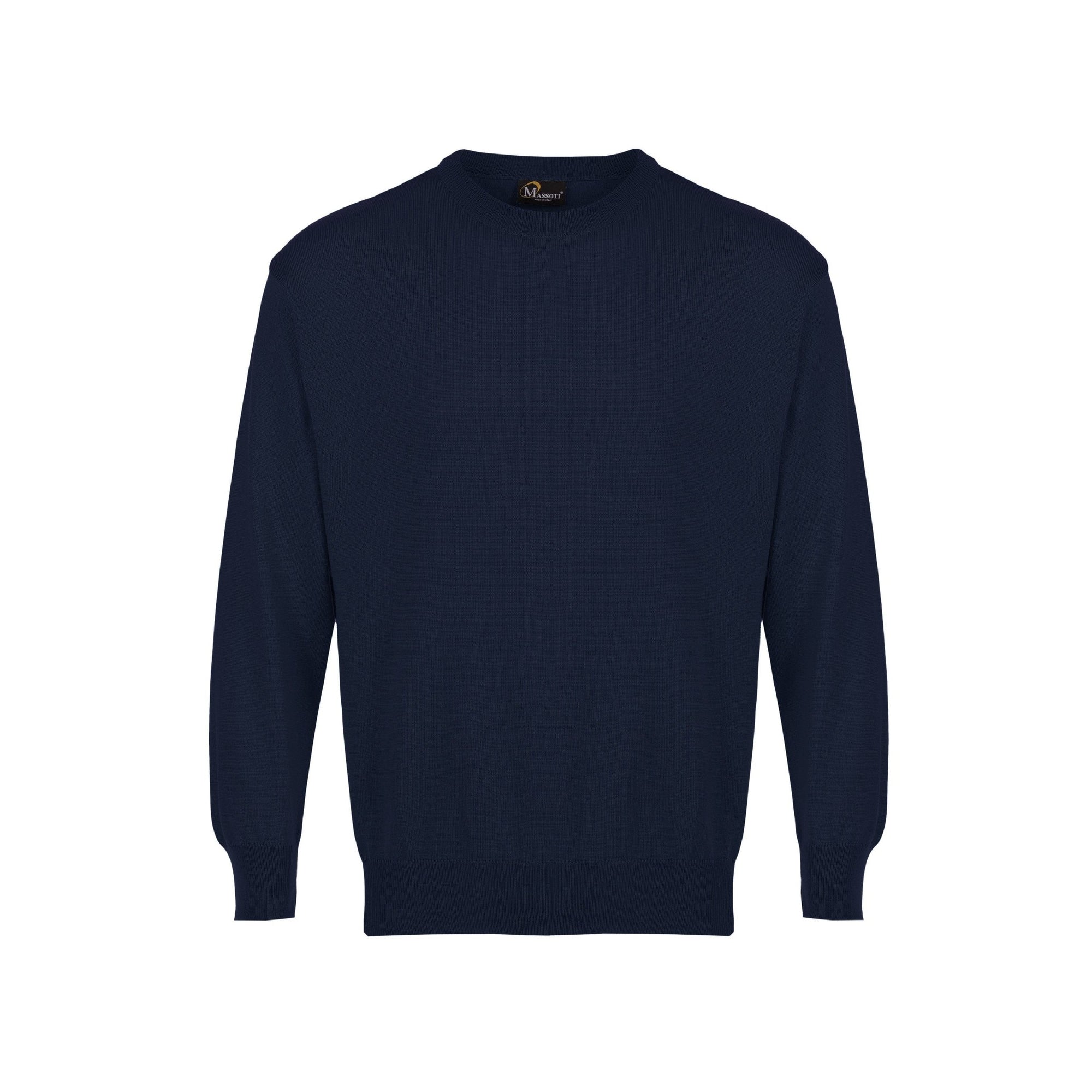 Navy blue Merino wool Crew Neck Sweater 