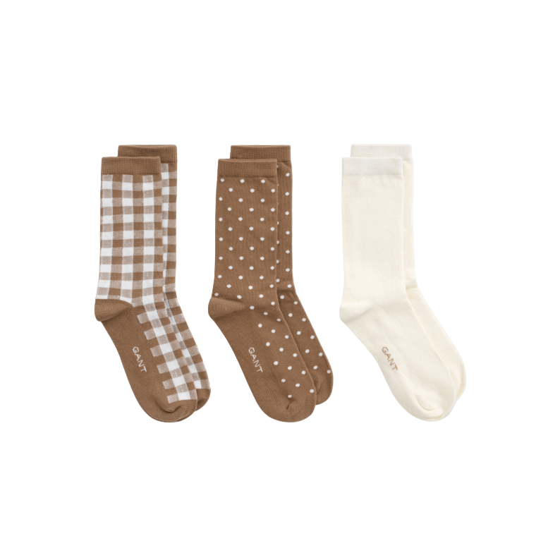 GANT 3-Pack Dot & Gingham Checked Socks