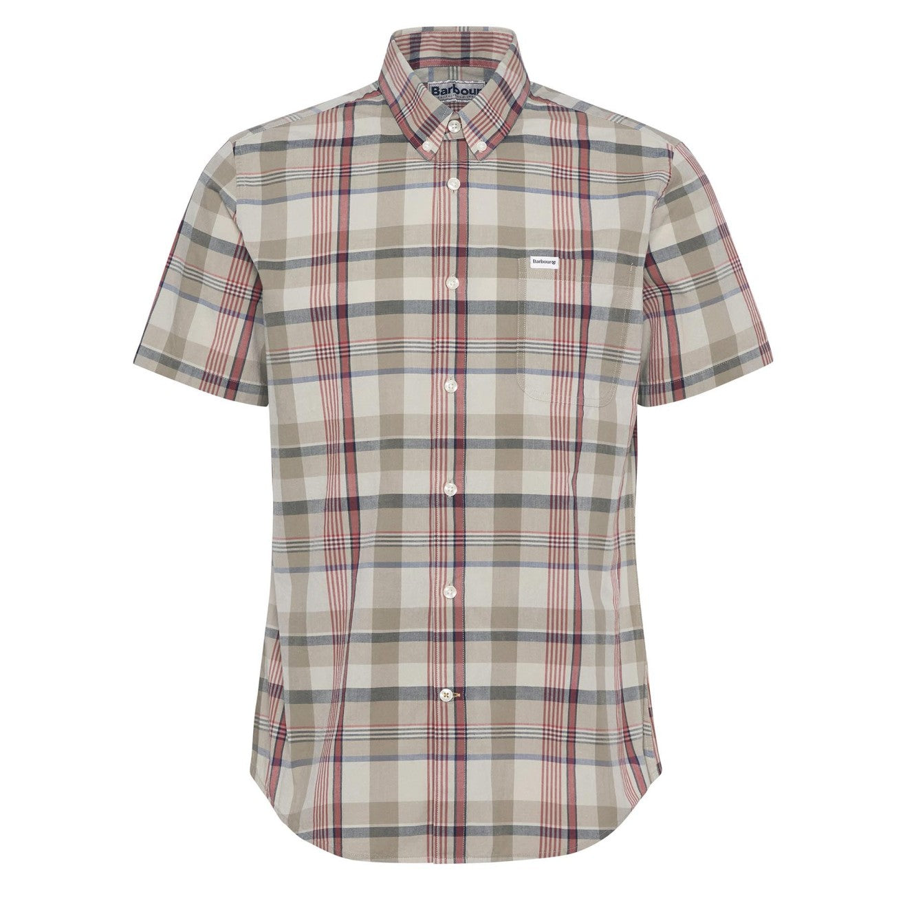 Barbour Hillway Madras Regular Short-Sleeved Shirt MSH5582ST17 Washed Stone