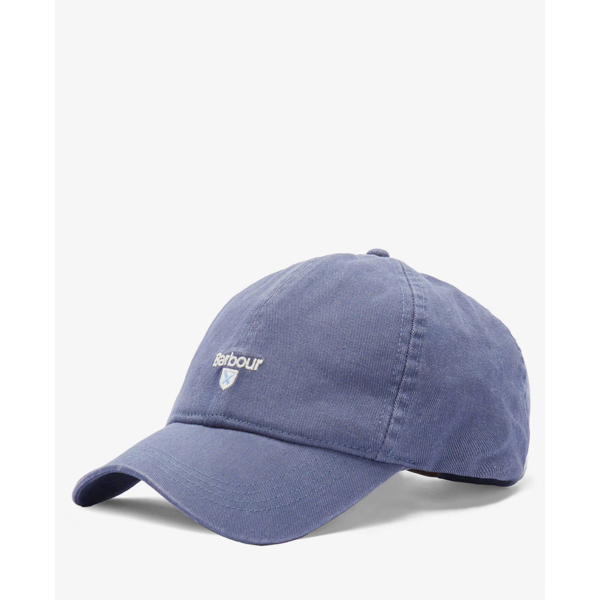 Blue cap with a brand logo on a white background