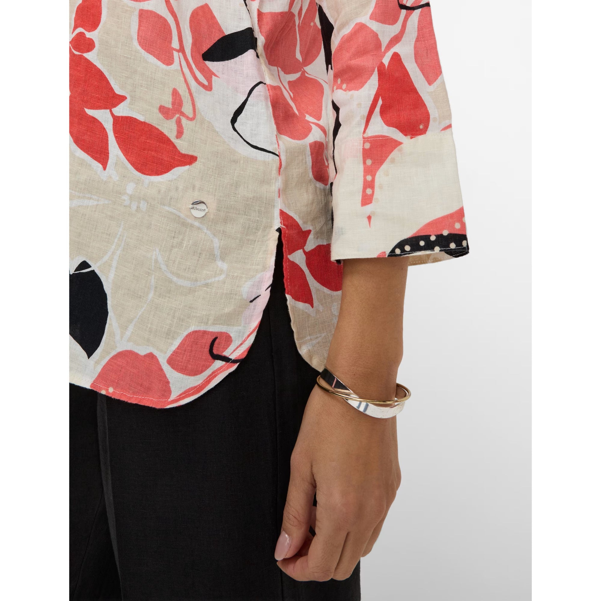 Brax Pure Linen Floral Print Blouse Vicki 41-7648 in Watermelon