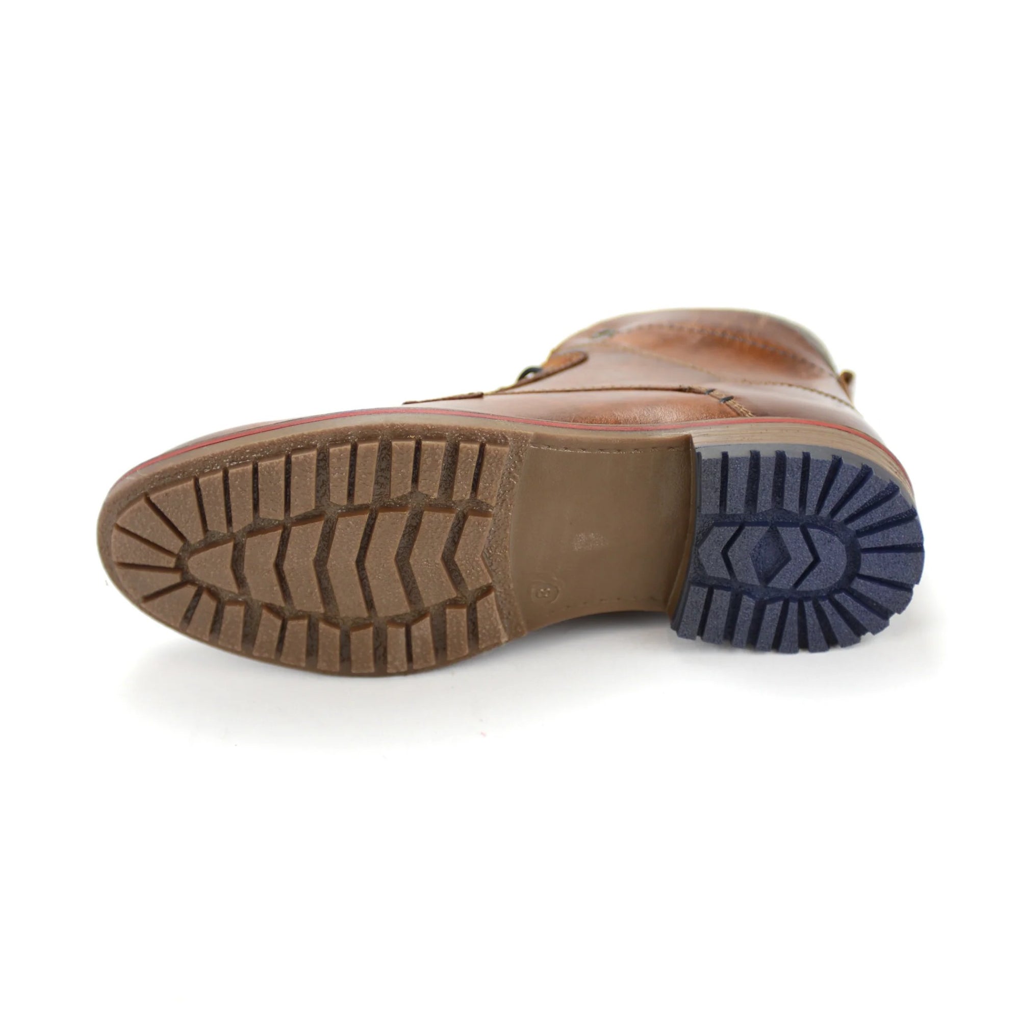 Brown leather boot sole on a white background