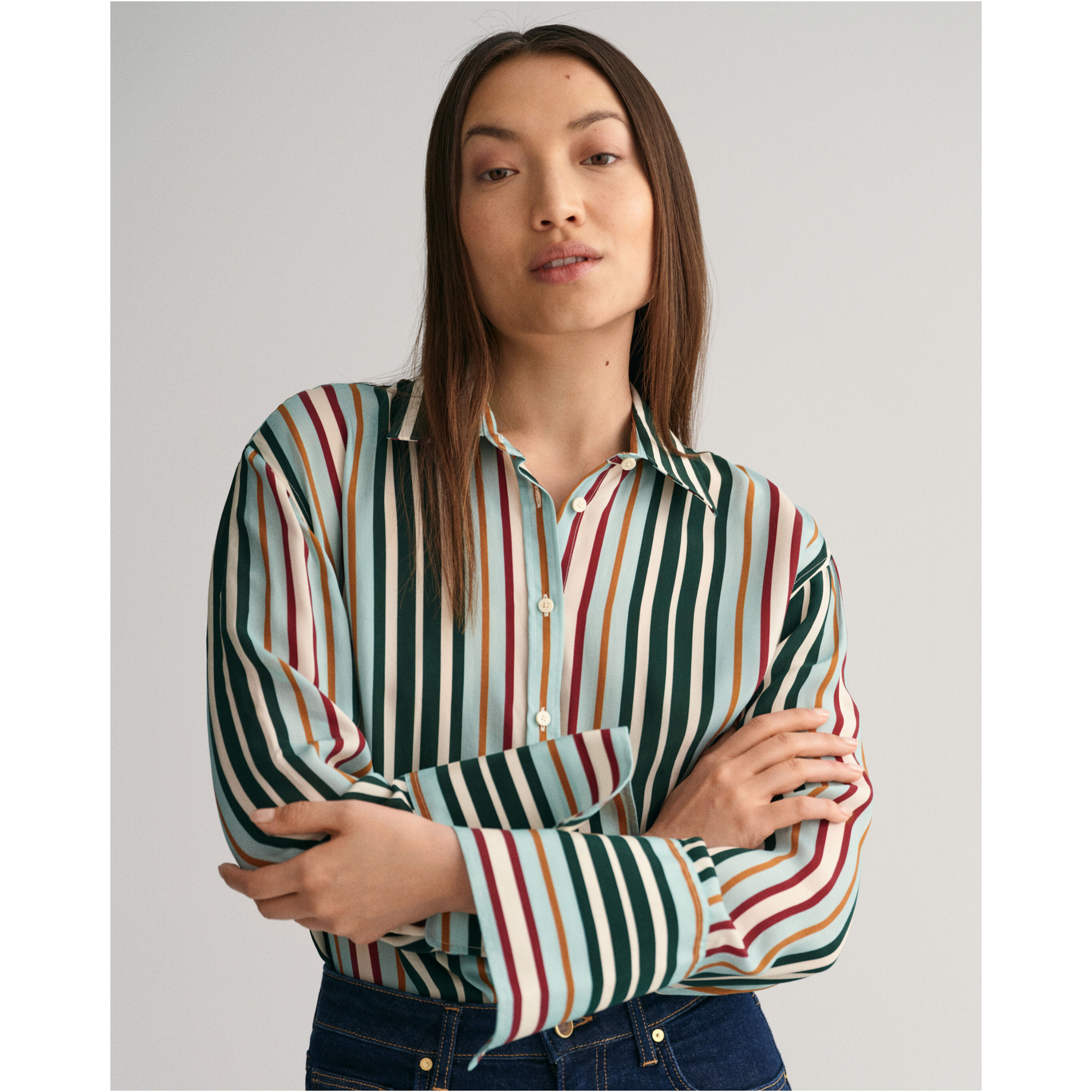 GANT Relaxed Fit Multi Striped Shirt 0266 Dusty Turquoise