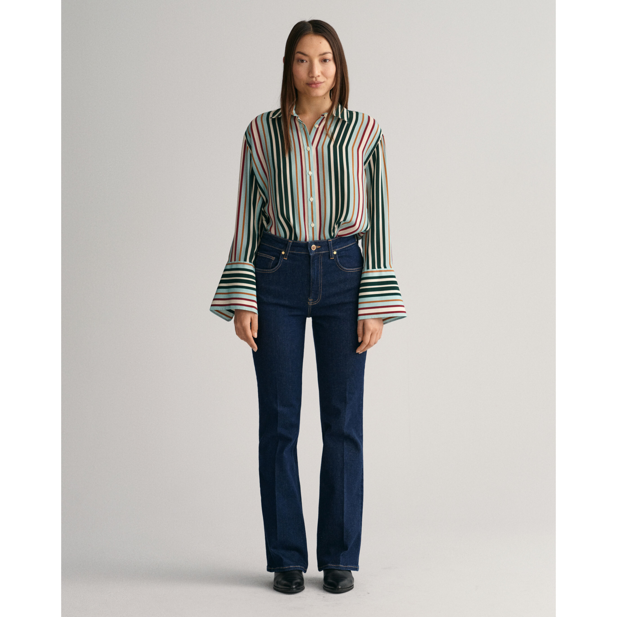 GANT Relaxed Fit Multi Striped Shirt 0266 Dusty Turquoise