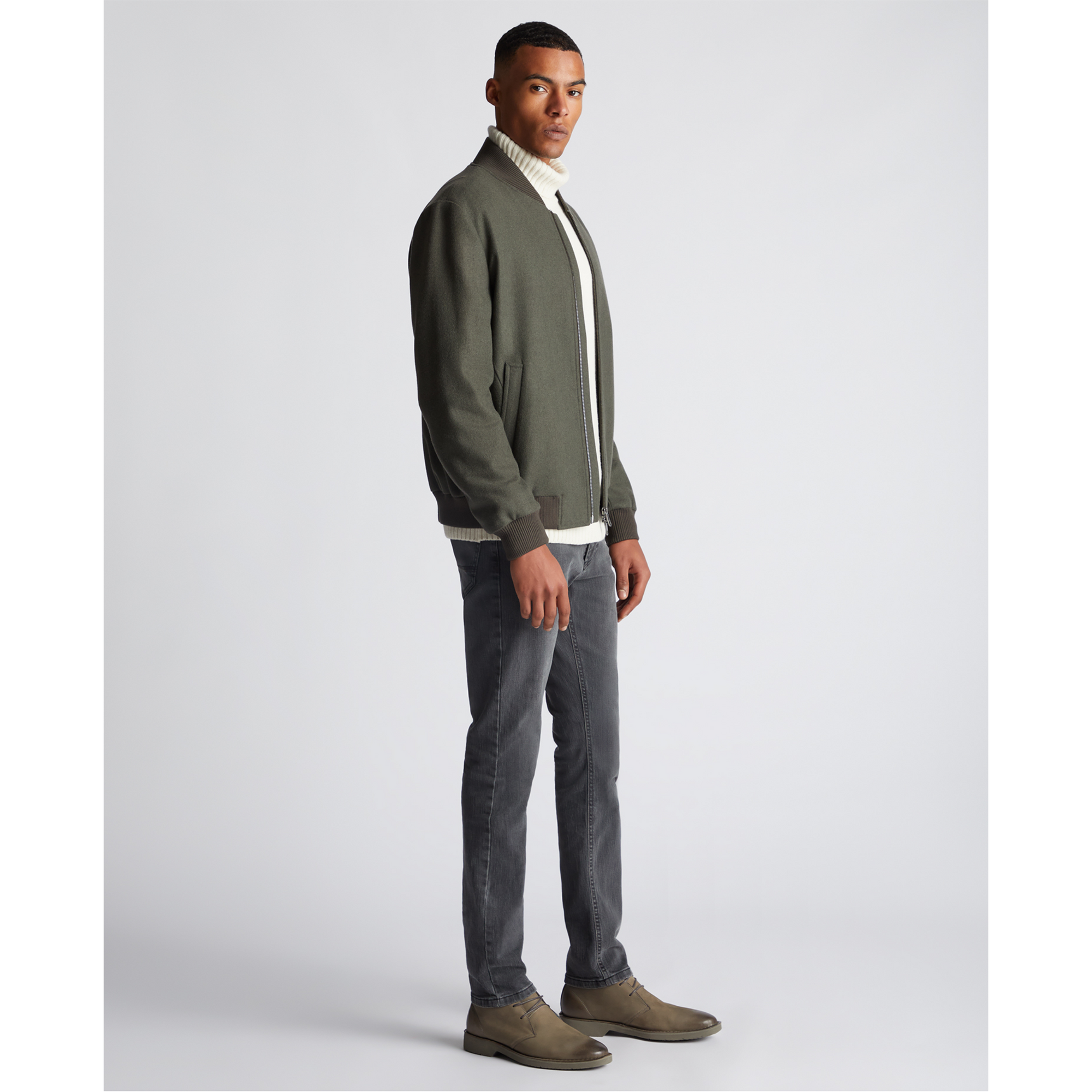 Remus Uomo Flannel Bomber Jacket Green 80471