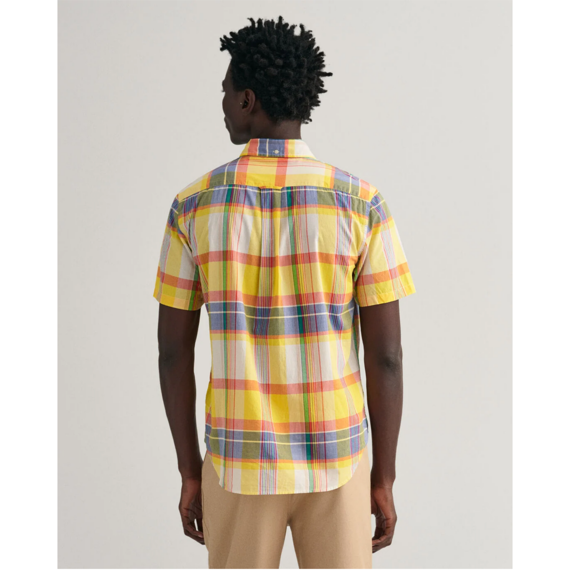 GANT Regular Fit Madras Short Sleeve Shirt Tulip Yellow 3230135