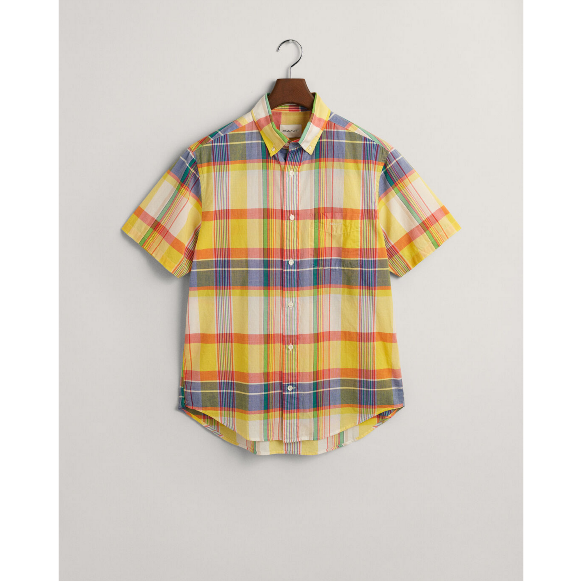 GANT Regular Fit Madras Short Sleeve Shirt Tulip Yellow 3230135