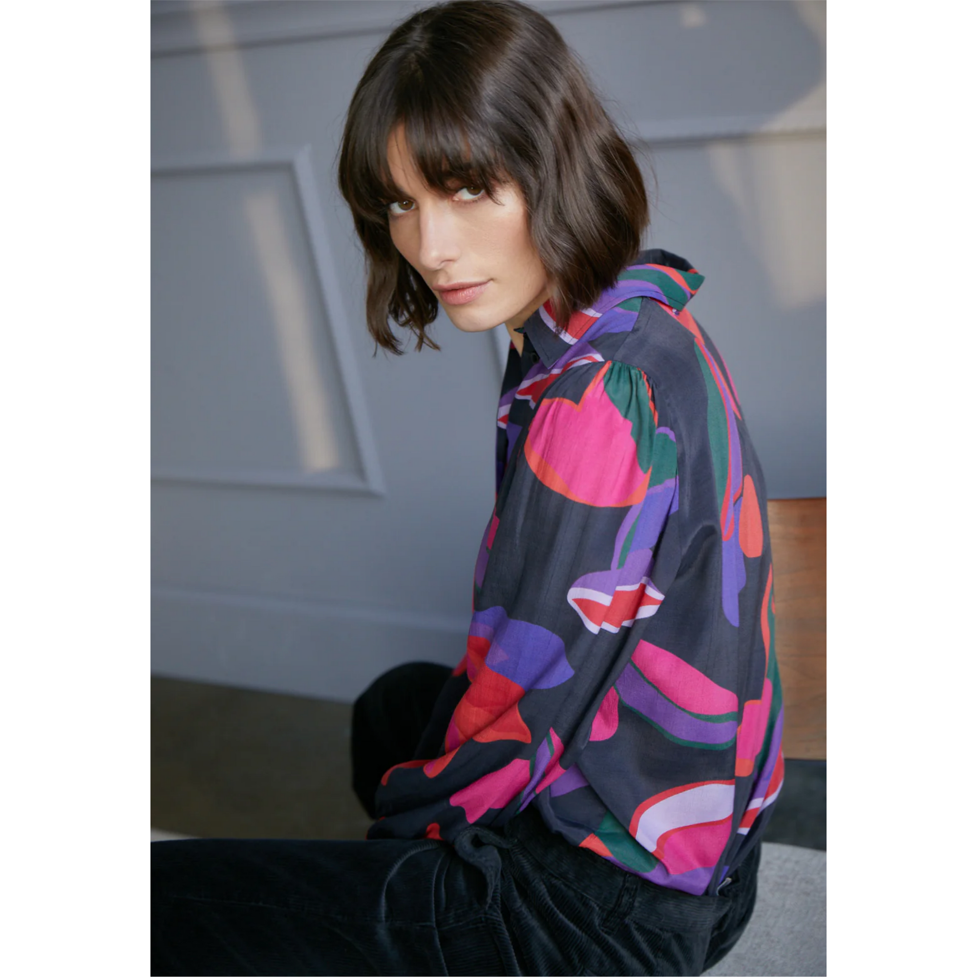 Fynch-Hatton Patterned Viscose Blouse 23091043 Violet