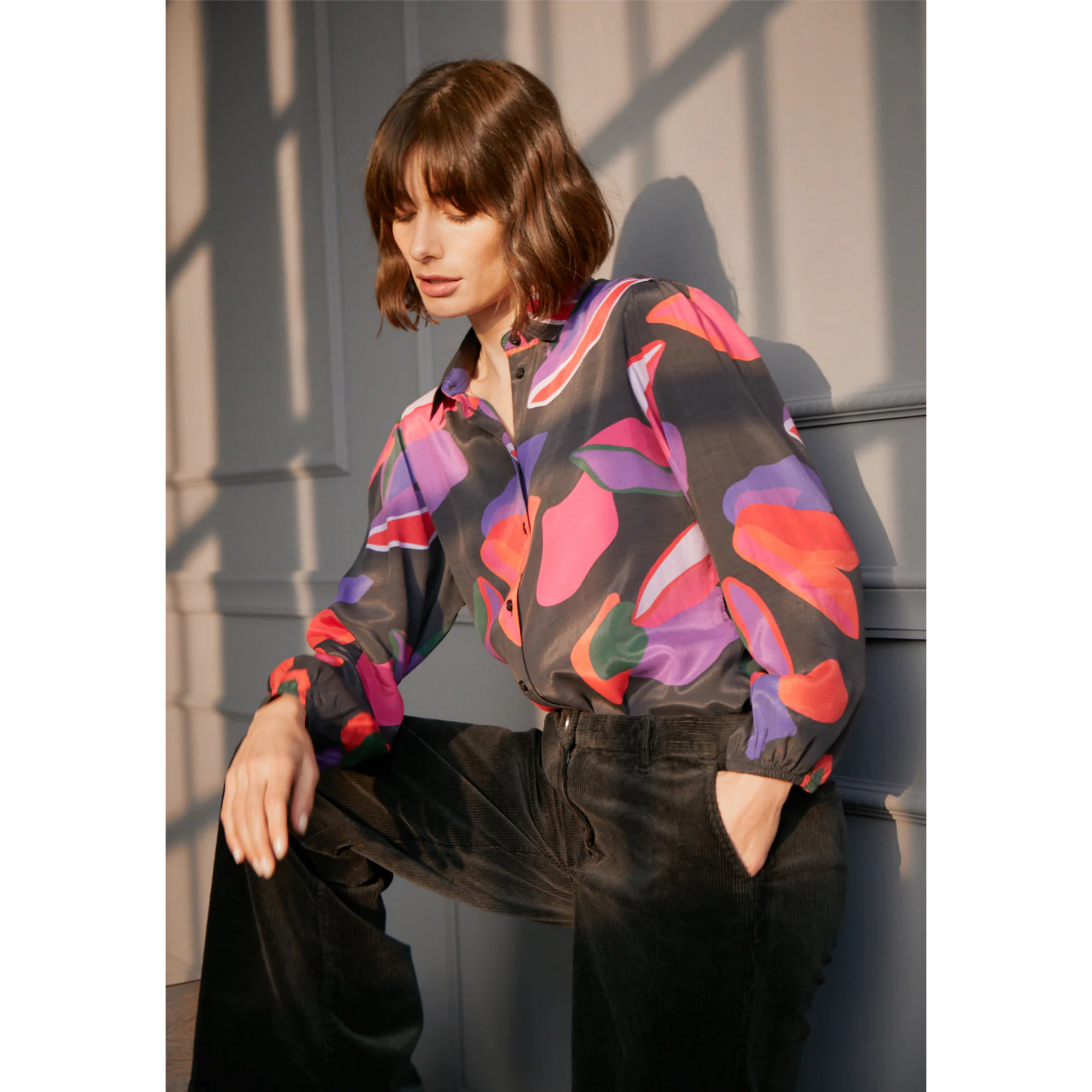 Fynch-Hatton Patterned Viscose Blouse 23091043 Violet