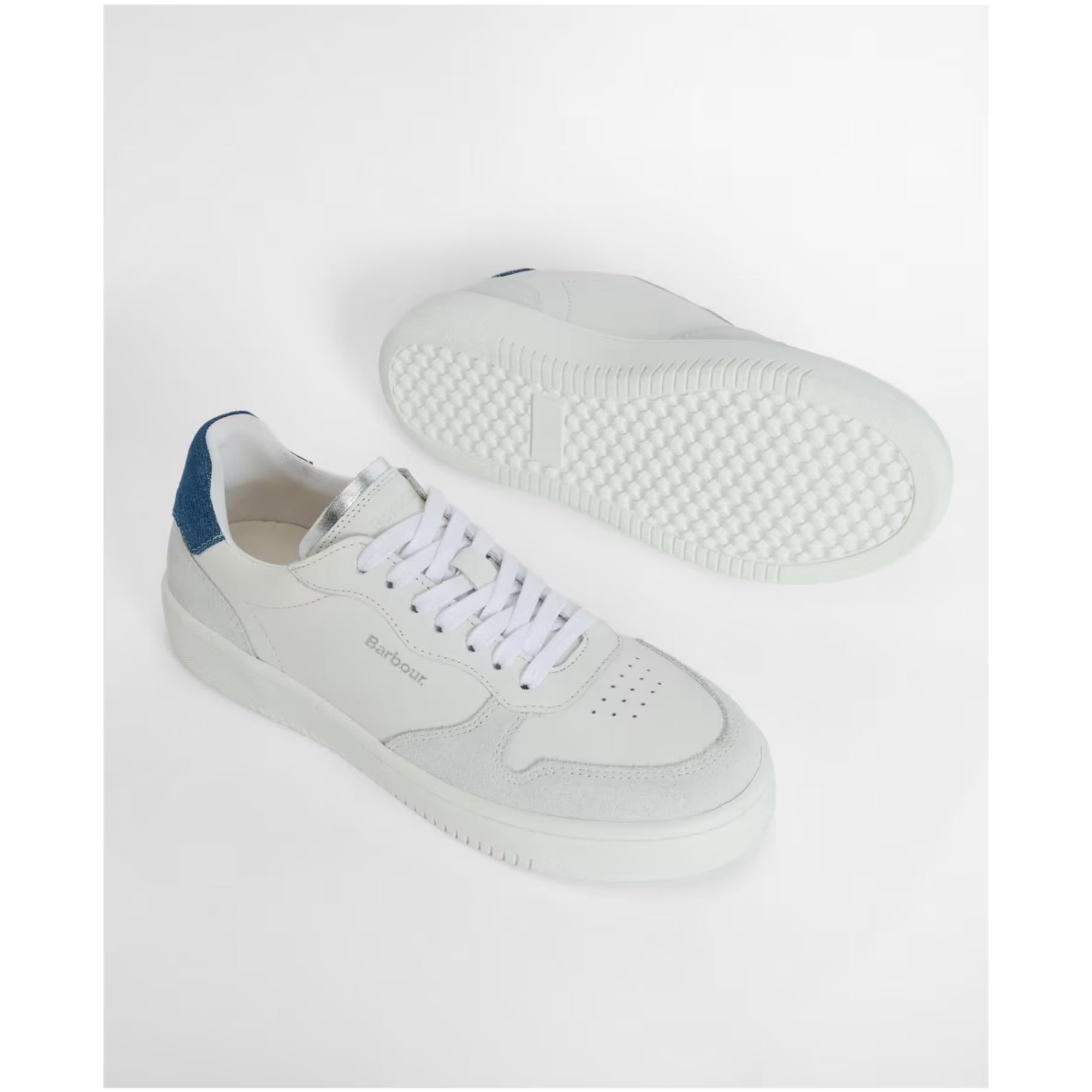 Barbour Celeste Leather Trainer White/Chambray Denim  LFO069