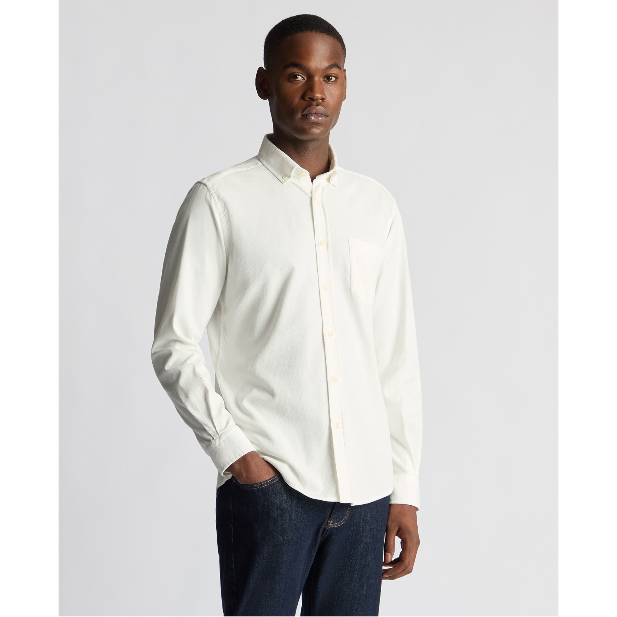 Remus Uomo Parker Cord Shirt White 13926