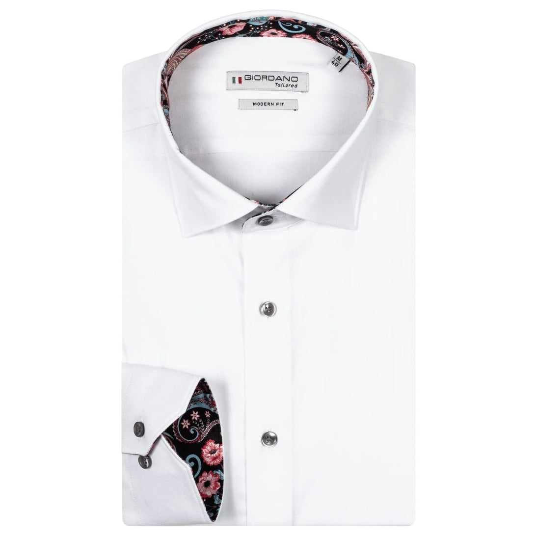 Giordano Modern Fit Fine Twill Pure Cotton Shirt in White 427886