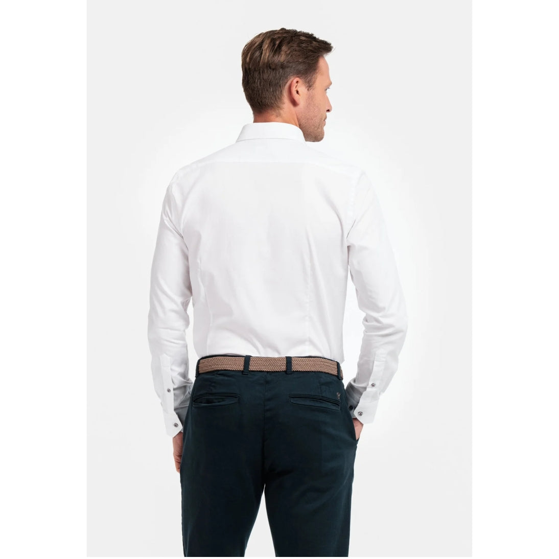 Giordano Modern Fit Fine Twill Pure Cotton Shirt in White 427886