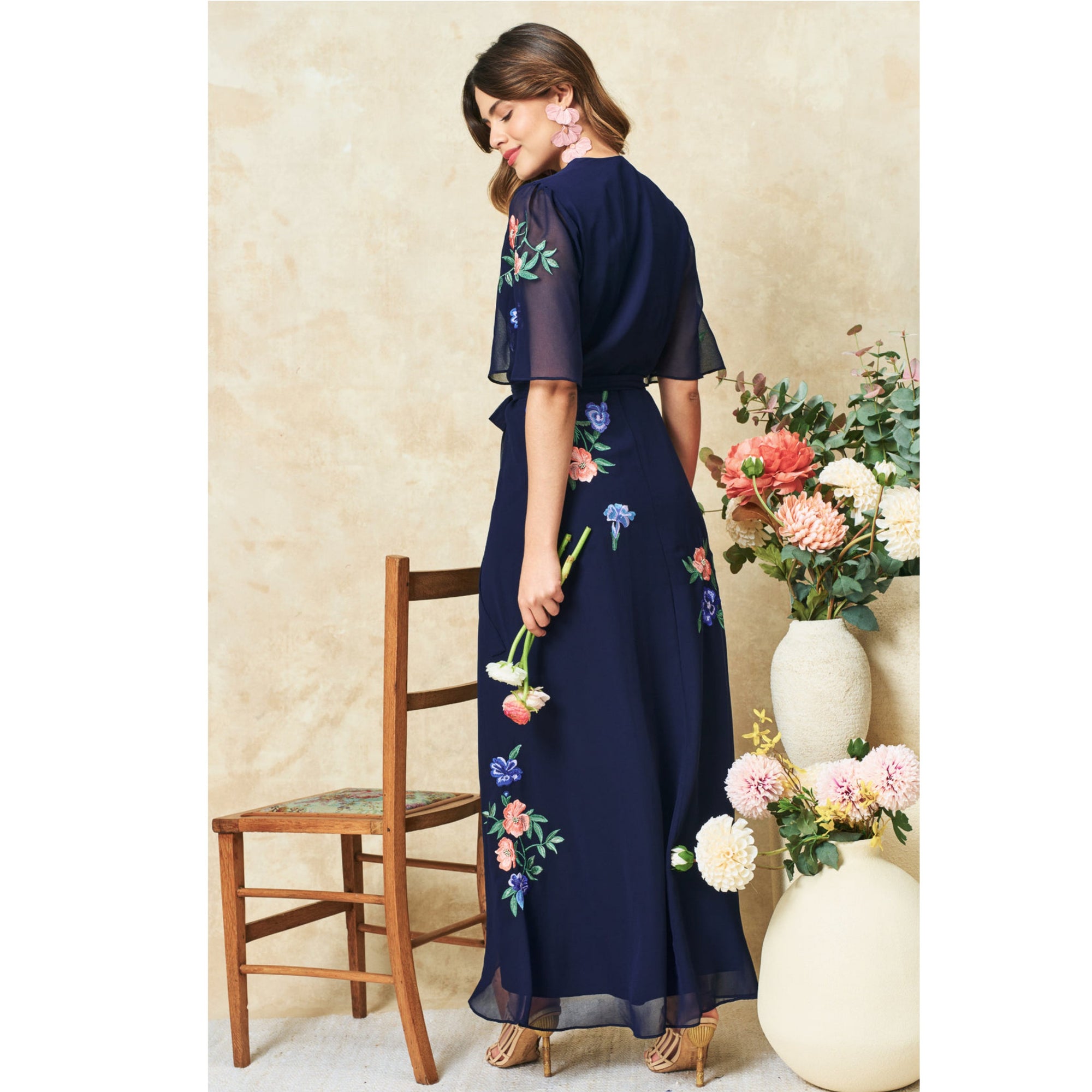 Hope &amp; Ivy The Agatha Embroidered Wrap Dress 8946