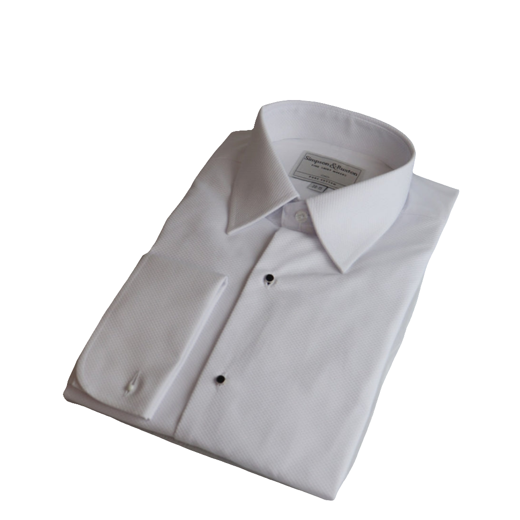 Simpson &amp; Ruxton London Pure Cotton White Marcella Studded Regular Collar Dress Shirt SR60