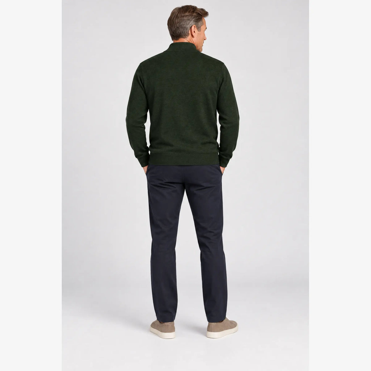 Baileys Cotton-Cashmere Quarter-Zip Pullover in Dark Green