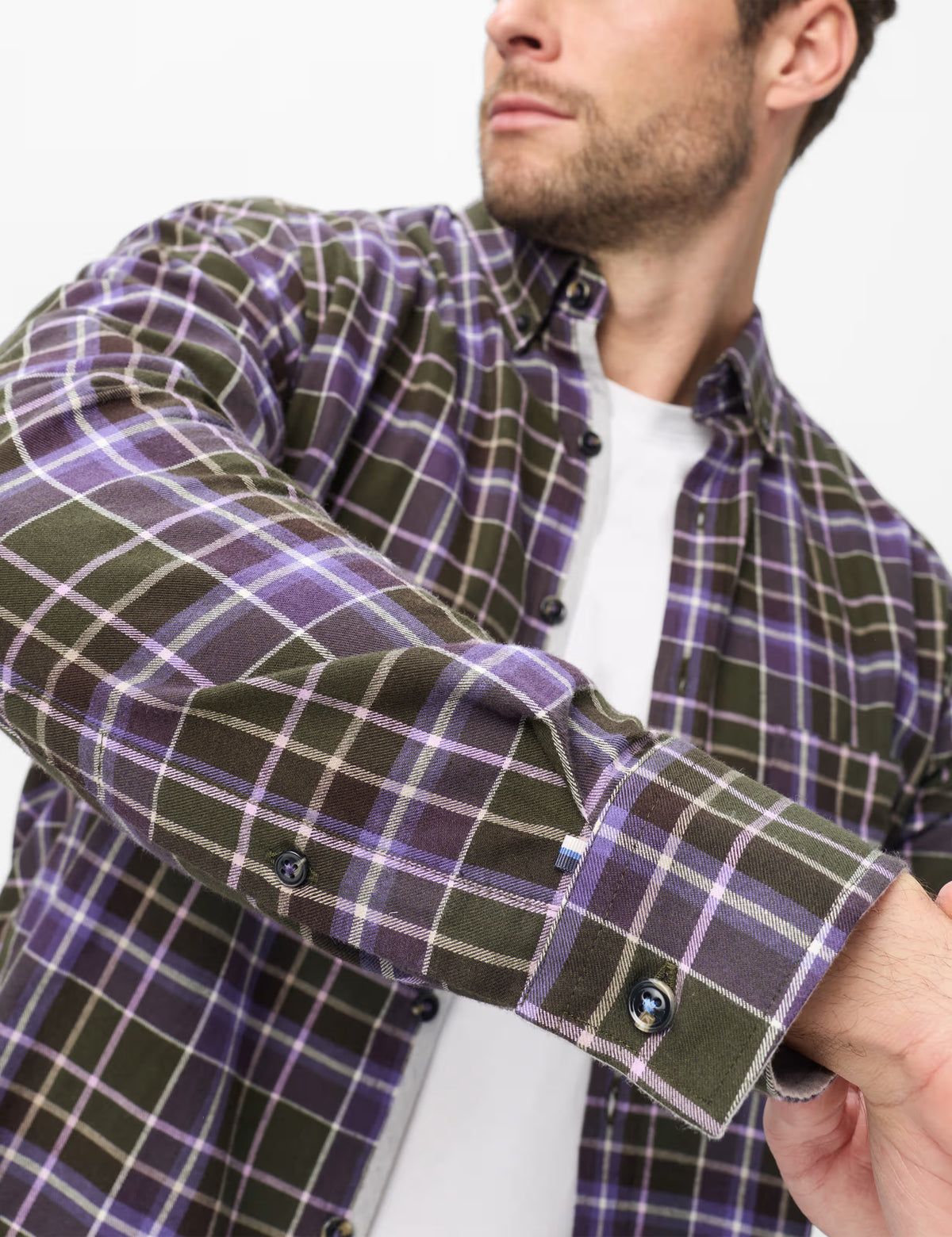 Brax Daniel C Flannel Check Shirt in Purple