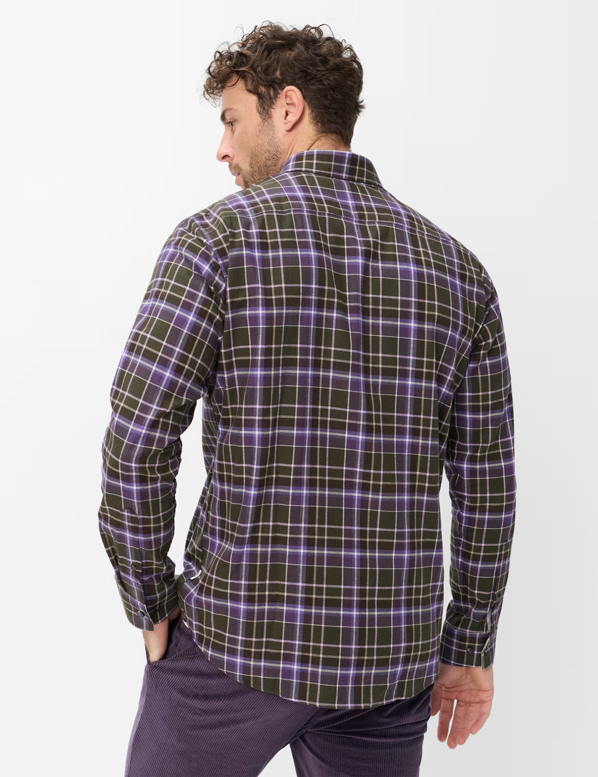 Brax Daniel C Flannel Check Shirt in Purple