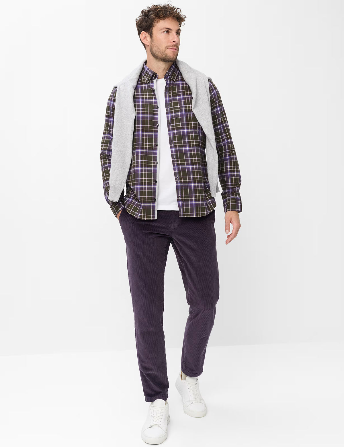 Brax Daniel C Flannel Check Shirt in Purple