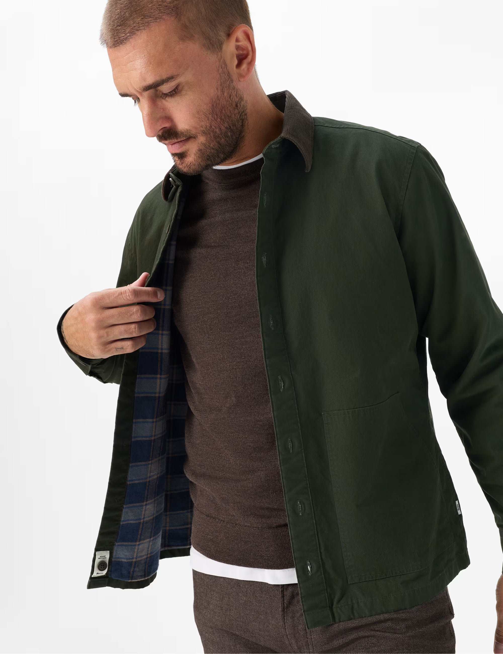 BRAX Style Kay Cotton Shacket Overshirt in Pine