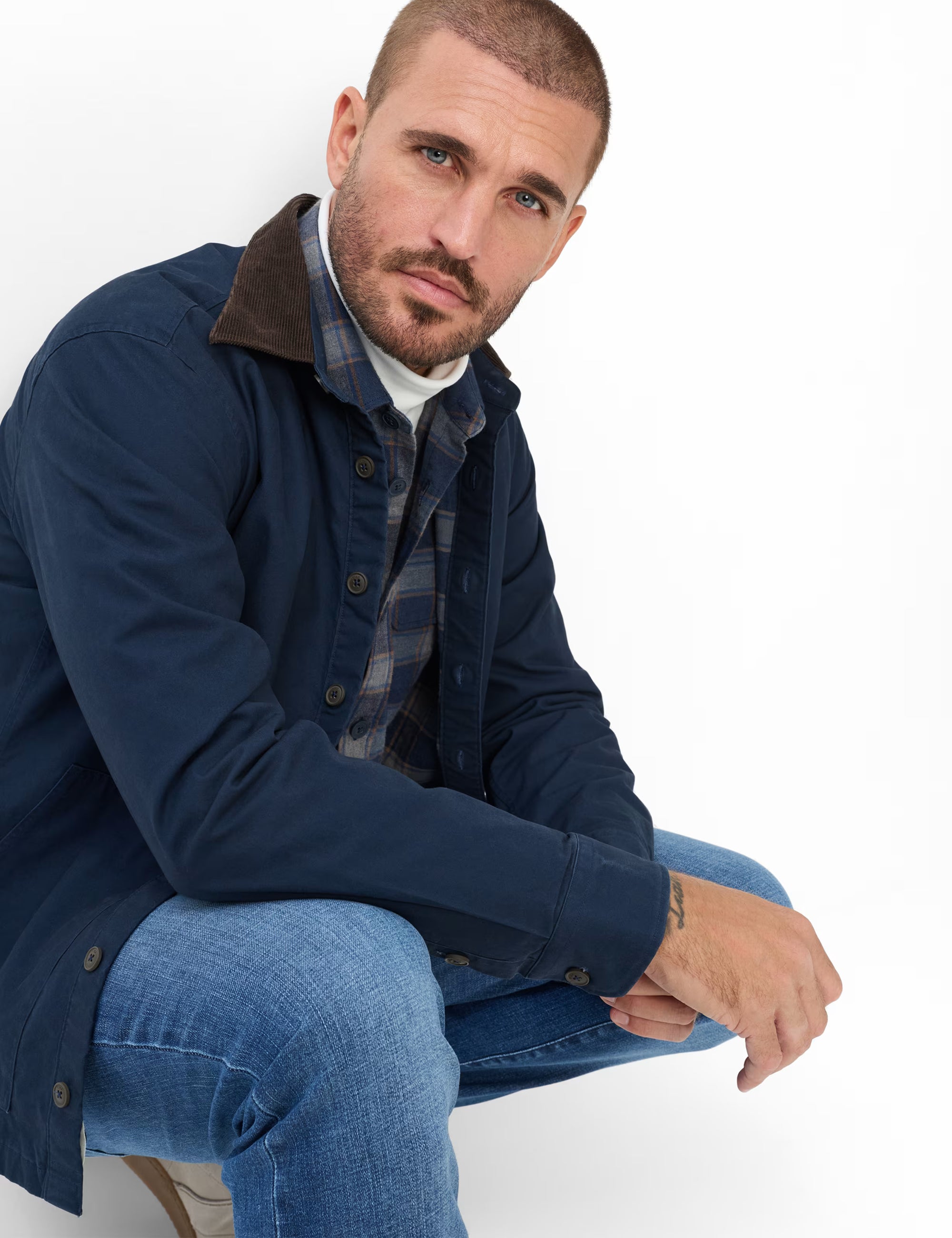 BRAX Style Kay Cotton Shacket Overshirt in Dark Blue