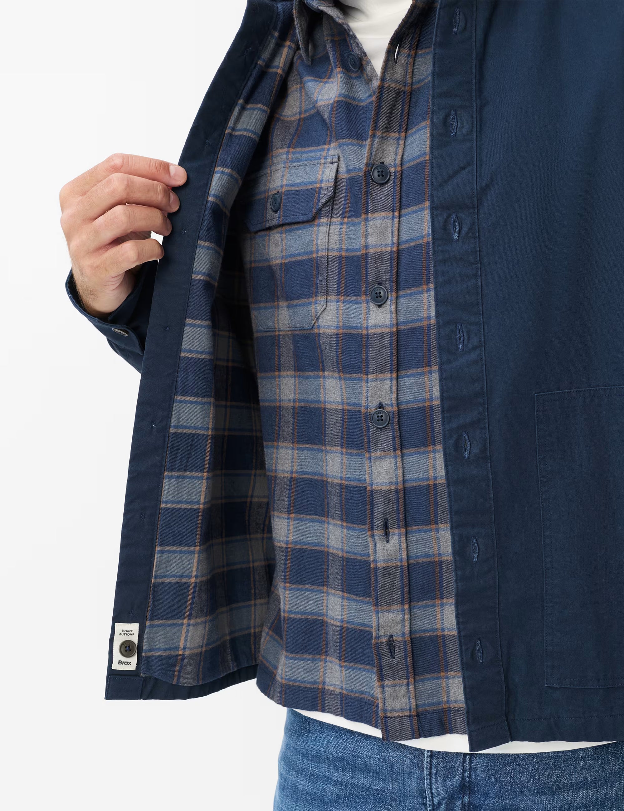 BRAX Style Kay Cotton Shacket Overshirt in Dark Blue