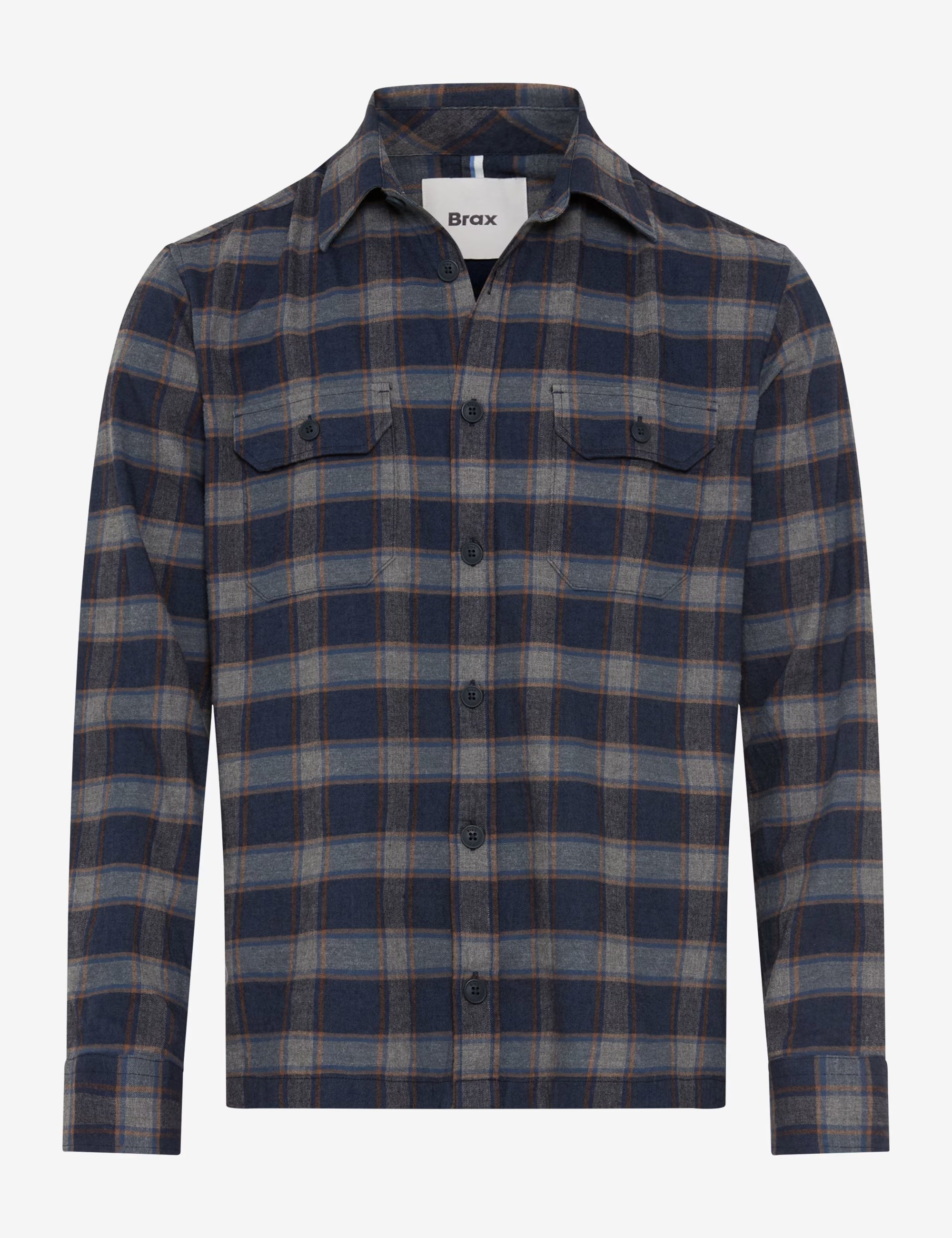 BRAX Kay Cotton Flannel Overshirt Dark Blue Check 74-0139