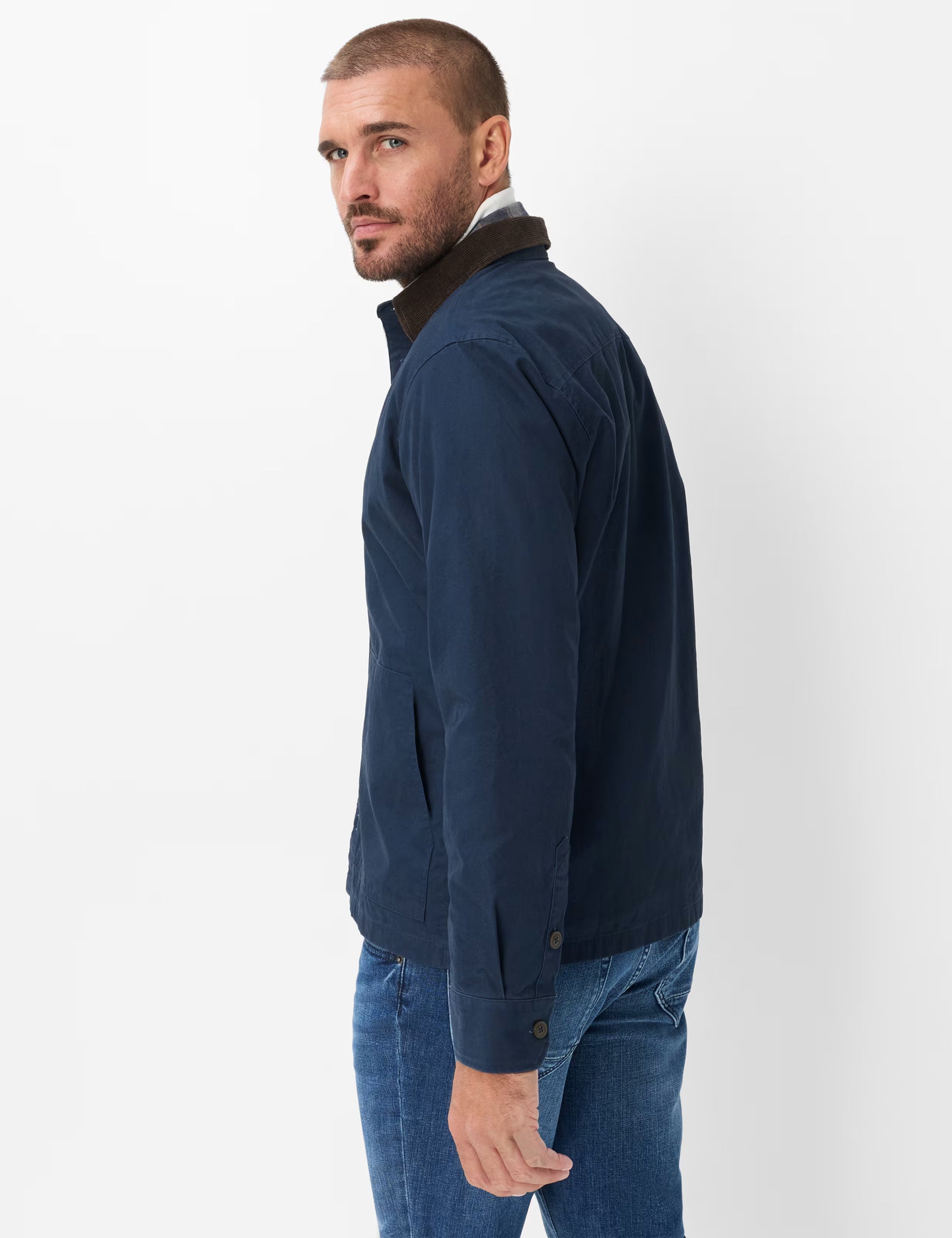 BRAX Style Kay Cotton Shacket Overshirt in Dark Blue