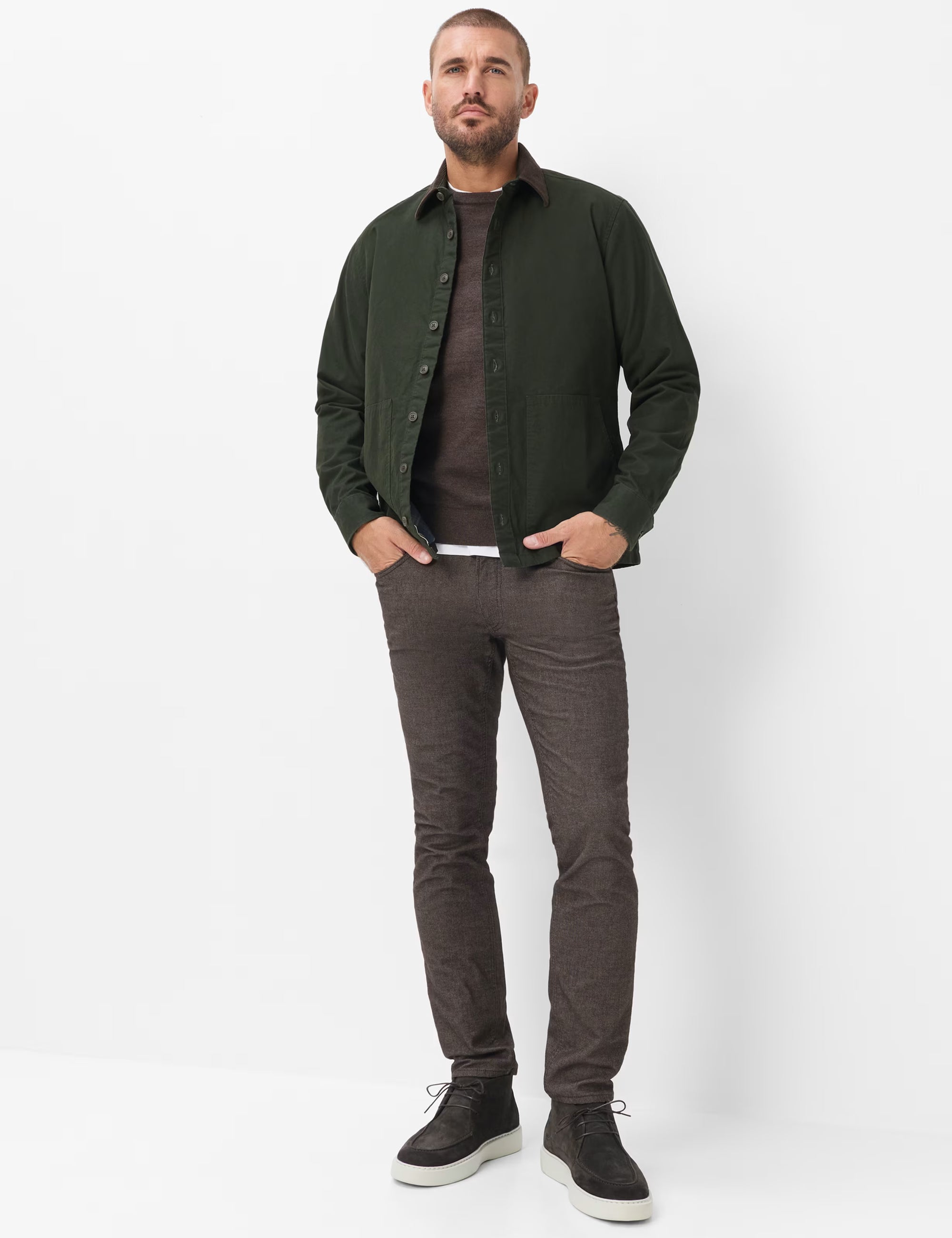 BRAX Style Kay Cotton Shacket Overshirt in Pine