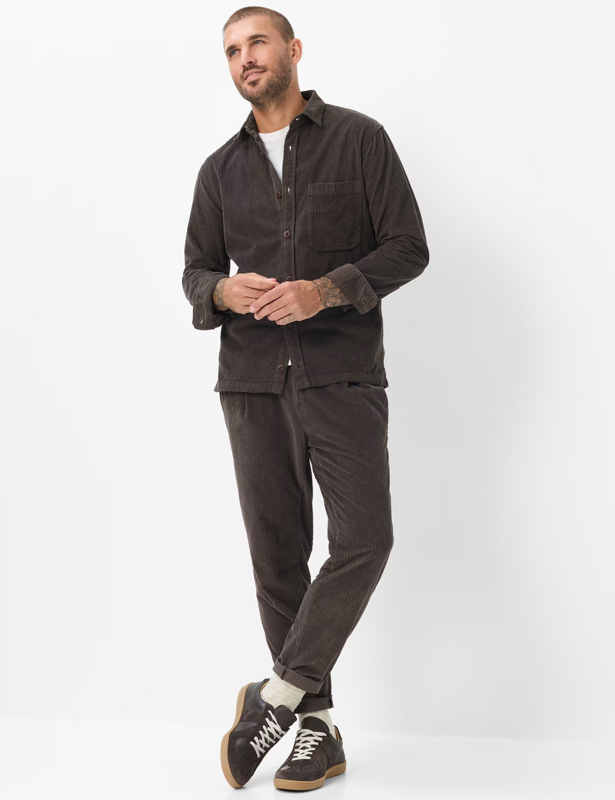 Brax Cord Overshirt in Dark Brown Kay 74-0148