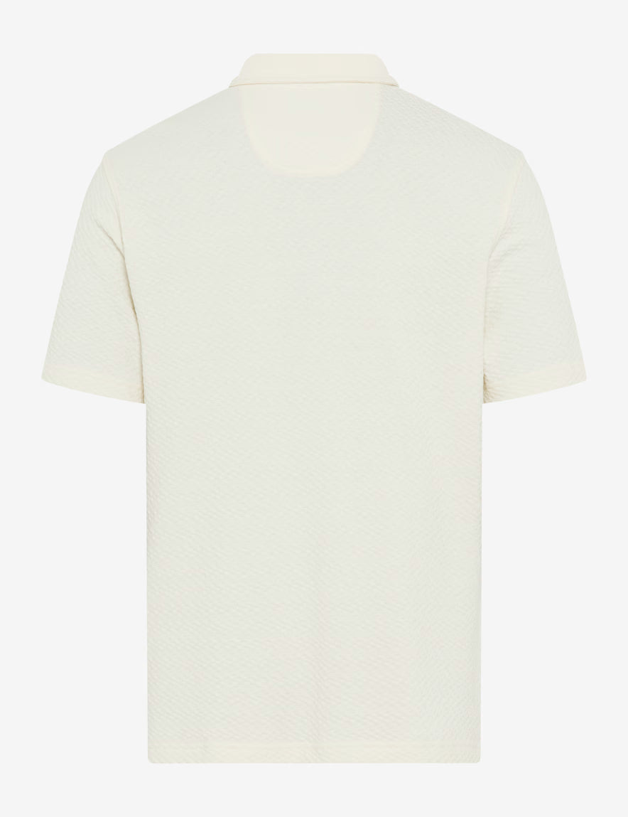 Brax Pure Cotton Textured Polo Shirt Pan Polo in Off White 70-0032