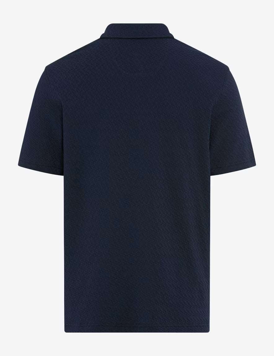 Brax Pure Cotton Textured Polo Shirt Pan Polo in Dark Navy 70-0032