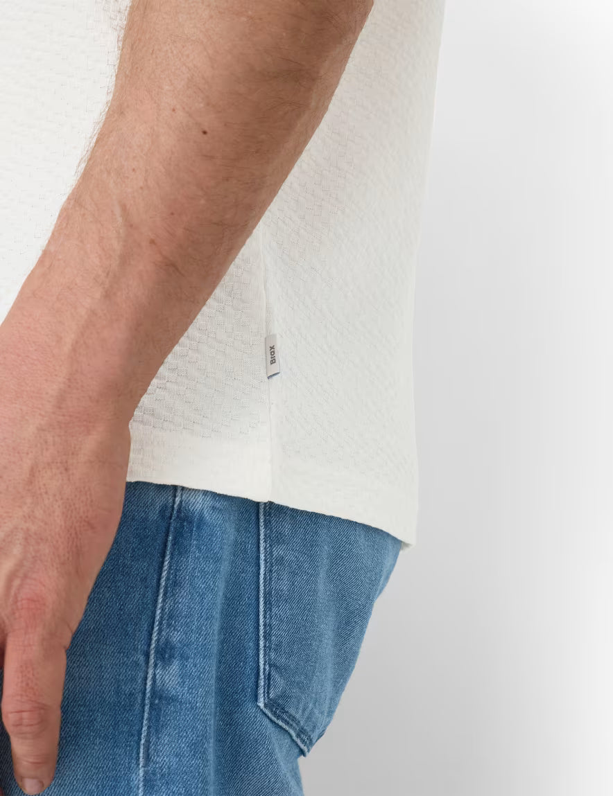 Brax Pure Cotton Textured Polo Shirt Pan Polo in Off White 70-0032