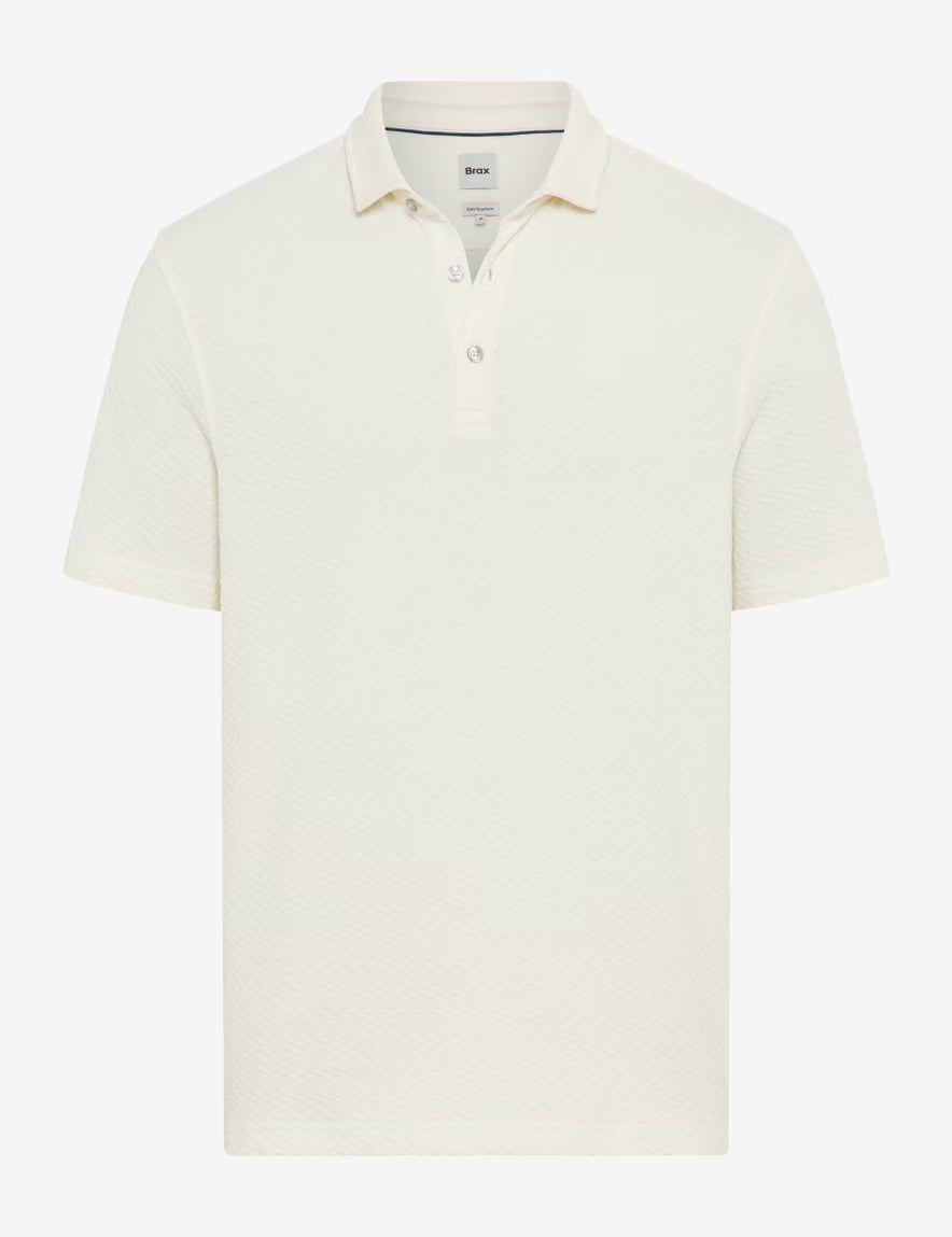 Brax Pure Cotton Textured Polo Shirt Pan Polo in Off White 70-0032