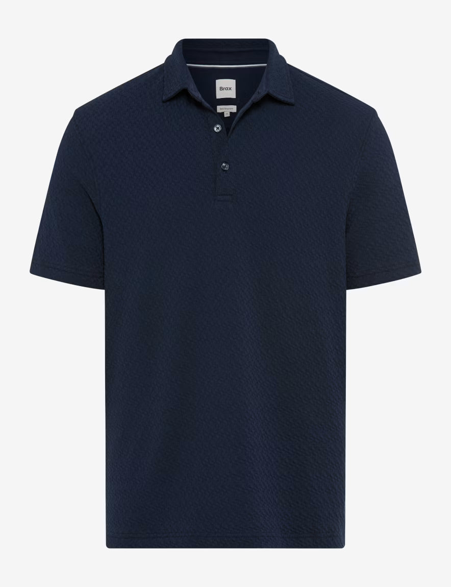 Brax Pure Cotton Textured Polo Shirt Pan Polo in Dark Navy 70-0032