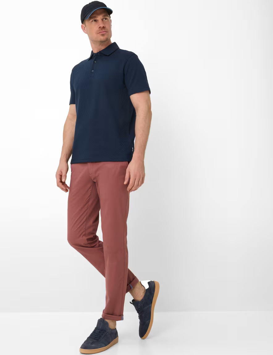 Brax Pure Cotton Textured Polo Shirt Pan Polo in Dark Navy 70-0032
