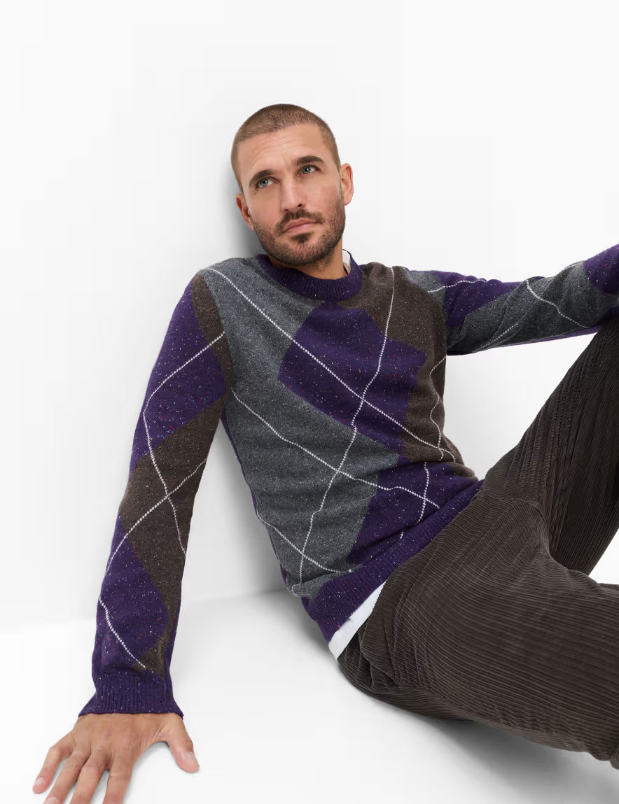 Brax Rick j Argyle Knitted Wool Blend Jumper 70-0542