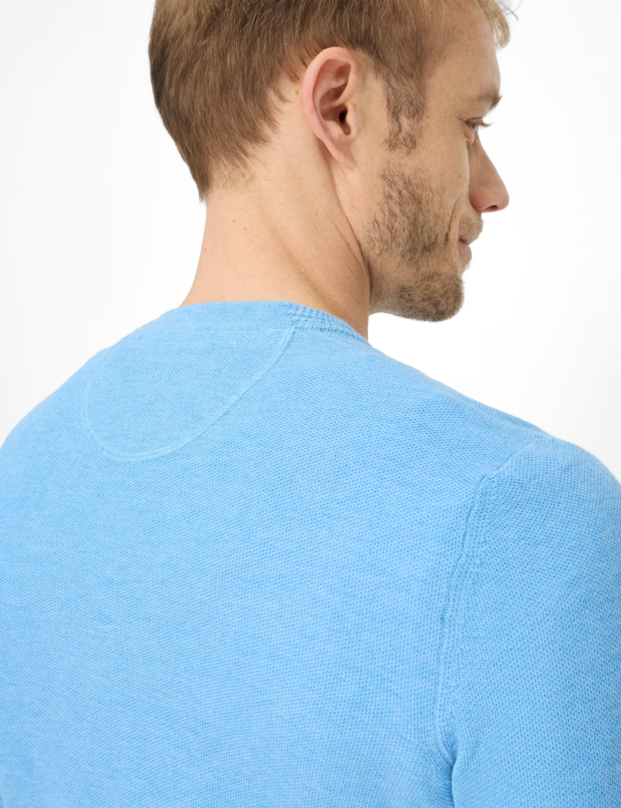 Brax Textured Cotton Crew in Pool 70-0500