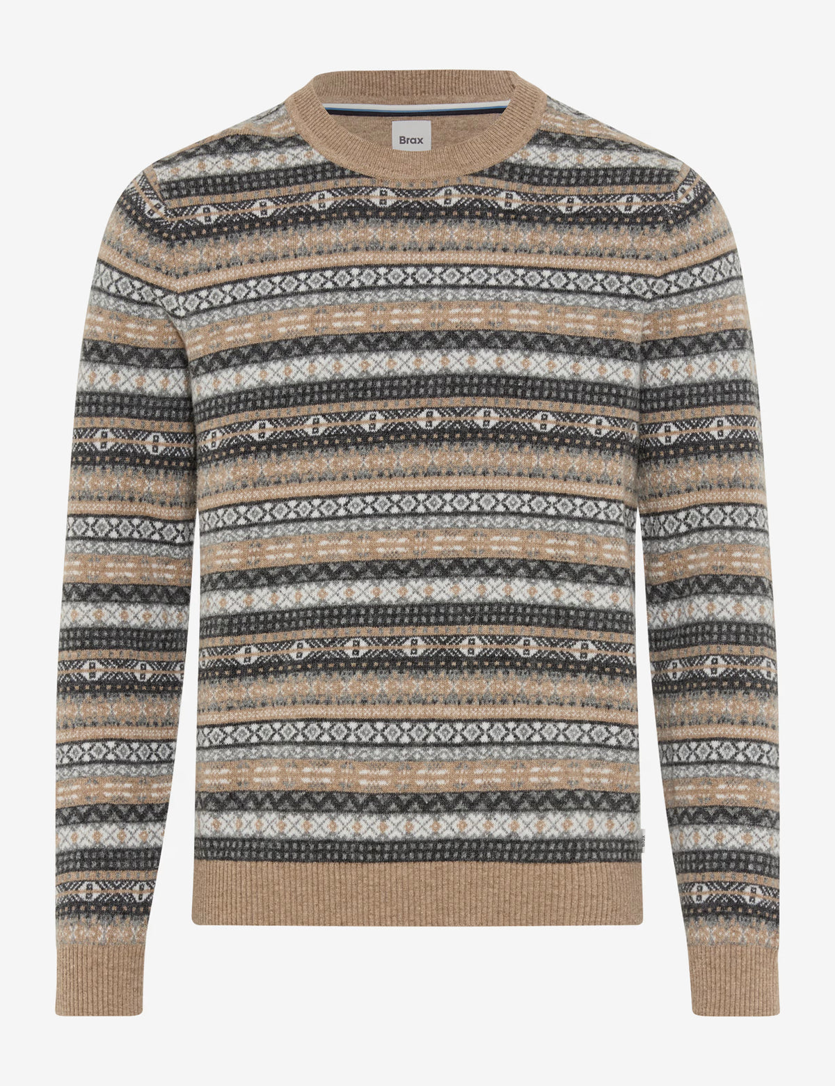 Brax Rick J Wool Blend Jacquard Knitted Crew Neck Jumper