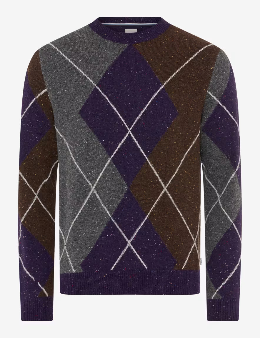 Brax Rick j Argyle Knitted Wool Blend Jumper 70-0542