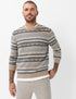 A man wearing Brax Rick J Wool Blend Jacquard Knitted Crew Neck Jumper
